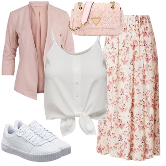 Zapínání na knoflíky Outfit s Krémová/Bílá Tričko & Top Pánské boty/Bustierový Top/Tílko s ořezem/Krátký Top/Krátký top/Halenka Bez Rukávů/Top Se Špagetovými Ramínky Only "Jarní Outfit"