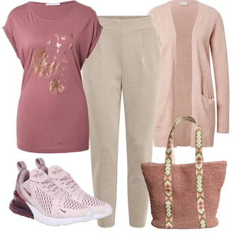 Outfity pro sport s Růžová Móda Pro Plnoštíhlou Pletenina veľkej veľkosti Vila "Jarní Outfit"