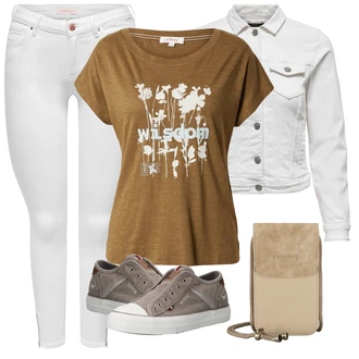 Outfit s Šedá/Krémová/Bílá/Světle šedá Džínové Bund/Krátký Bund/Letní Bund/Košilová bunda/Krátký Bund/Krátké Džínové Bundičky Only "Jarní Outfit"