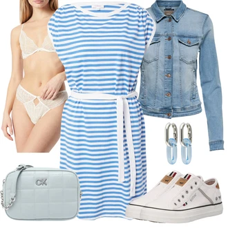 Outfit s Šedá Šněrovací Bota/Plátěná teniska/Zimní bota/Nízká bota na podpatku Mustang "Jarní Outfit"