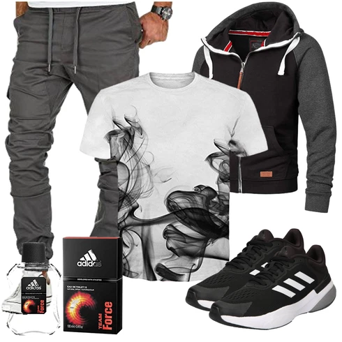 Grau/Schwarz Sportschuh Handballschuh/Joggingschuh/Tennisschuh/Gymnastikschuh/Fitnessschuh/Volleyballschuh adidas sportswear kombinieren