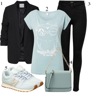 outfit mit Črna/Temno modra Pletena Pajkica/Pajkice z Razporkom/Neprosojna Pajkica/Usnjena Jakna/Oblikovana Pajkica/Tople Pajkice/Športna Pajkica/Podložena Pajkica/Baumwoll Pajkica Only "Pokrivalo za pomlad"