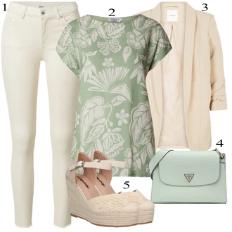 outfit mit Bež/Bela/Khaki Usnjena Jakna/Motoristične Kavbojke/Kavbojke z Razporkom/Kavbojka z Nizkim Pasom/Kavbojka z Nizkim Pasom/Push up Kavbojke/Ozke Kavbojke/Usnjene Čevlje/Termodžinsi Only "Pokrivalo za pomlad"