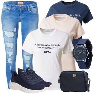 Outfit s Modrá/Tmavě modrá/Světle modrá Řetízkové hodinky/Baterie hodinek/Řemínek pro hodinky/Nástroj pro hodinky/Sportovní doplněk Lacoste "Stylová kombinace na jaro"