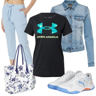 Outfit s Šedá Zimní bota/Bota barefoot/Sportovní legíny Puma "Stylová kombinace na jaro"