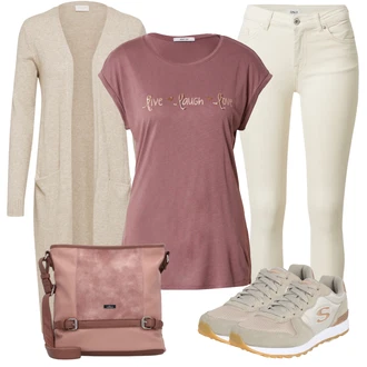 Outfity pro sport Plnější Postavou s Béžová/Hnědá/Khaki Pletenina veľkej veľkosti Vila "Stylová kombinace na jaro"