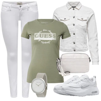 Diamantový vzor Outfit s Šedá/Bílá/Světle šedá Běžecká bota/Běžecká bota/Gymnastická bota/Bota na fitness/Tenisová bota Nike Sportswear "Stylový look na jaro"