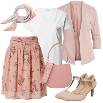 Outfity pro zábavu Květinová Moc s Růžová/Hnědá Sukně S Květinovým Vzorem/Moderní Sukně/Sukně s potiskem/Vázací Sukně About You "Stylový look na jaro"