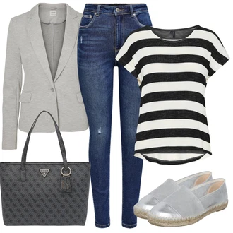 Outfit s Šedá Malá Taška/Shopper taška/Shopper/Doplňek Guess "Stylový look na jaro"
