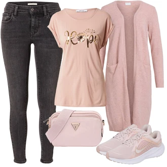 Dlouhé / Maxi Outfit s Růžová/Béžová/Modrá/Šedá Frock Kabát/Dlouhá tylová sukně/Doplňek/Dlouhé Šaty/Taška/Dlouhý Zimní Kabát Guess "Stylový look na jaro"