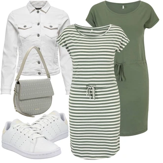 Outfit s Šedá/Krémová/Bílá/Světle šedá Džínové Bund/Krátký Bund/Letní Bund/Košilová bunda/Krátký Bund/Krátké Džínové Bundičky Only "Stylový look na jaro"