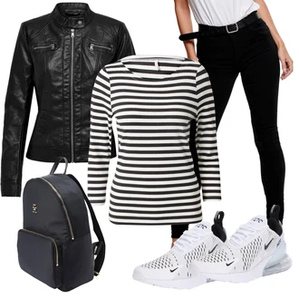 Air Max 270 Outfit s Černá/Bílá Běžecká bota/Běžecká bota/Bota na zumbu/Tenisová bota/Gymnastická bota/Tréninková bota/Volejbalová bota/Bota na fitness/Basketbalová bota Nike Sportswear "Stylový look na jaro"