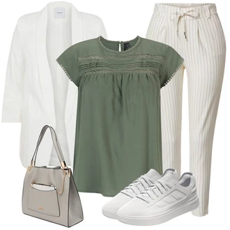 Outfit s Šedá/Béžová Batoh/Taška Přes Rameno/Doplňek/Zvonová Kalhoty river island "Stylový outfit na jaro"