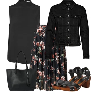 S Mokrým Vzhledem Outfit s Černá Halenka Bezrukávní blůza/Halenka s Trychtýřovým Límcem/Halenka se Stojatým Límcem Edited "Stylový outfit na jaro"Look: Rad, Styl, Emo, Kancelář, Old Money, Příliš oblečený, Nadrozměrné, Techno, S Mokrým Vzhledem