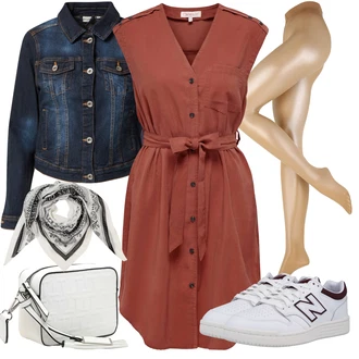 Outfit s Tmavě modrá/Modrá/Světle modrá Krátký Bund/Krátké Džínové Bundičky/Džínové Bund Cream "Stylový outfit na jaro"