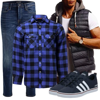 Frühlings Outfits Leichte mit Schwarz/Hellblau Leif Nelson "Toller Look für den Frühling"