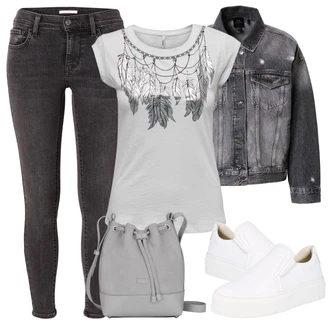 Outfit s Šedá Lehké Bund Armani Exchange "Vzhledy pro volný čas"