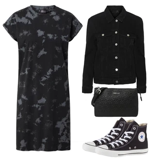 Outfit s Černá Dlouhý Zimní Kabát/Taška/Doplňek/Dlouhá tylová sukně/Dlouhé Šaty Calvin Klein "Vzhledy pro volný čas"