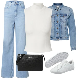 Outfit s Černá Dlouhý Zimní Kabát/Taška/Doplňek/Dlouhá tylová sukně/Dlouhé Šaty Calvin Klein "Vzhledy pro volný čas"