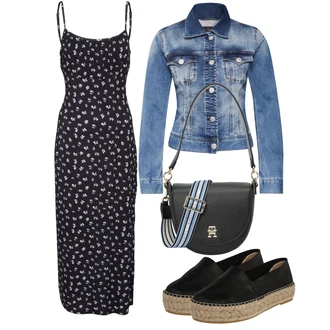 Outfit s Černá/Hnědá/Béžová/Krémová Espadrilka na Podpatku/Espadrille pantofle Espadrij L´originale "Vzhledy pro volný čas"