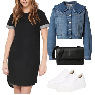 Outfit s Černá/Tmavě šedá Tričkové šaty/Pouzdrové Šaty JdY "Vzhledy pro volný čas"