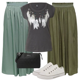 Outfit s Černá Dlouhý Zimní Kabát/Taška/Doplňek/Dlouhá tylová sukně/Dlouhé Šaty Calvin Klein "Vzhledy pro volný čas"