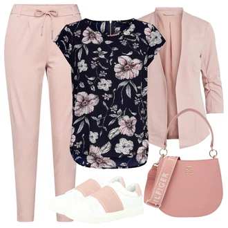 Květinová Moc Outfit s Tmavě modrá/Růžová/Modrá Halenka Móda Pro Plnoštíhlou/Halenka a Tunika Tunika/Tričko & Top Móda Pro Plnoštíhlé Only "Vzhledy pro volný čas"