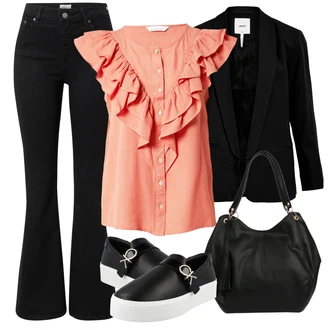 S Třásně Outfit s Černá Elegantní Sako/Oversize Sako/Kožená Pánská Bund/Smokingové sako/Kožená bunda pro muže/Boyfriend Sako Object "Vzhledy pro volný čas"