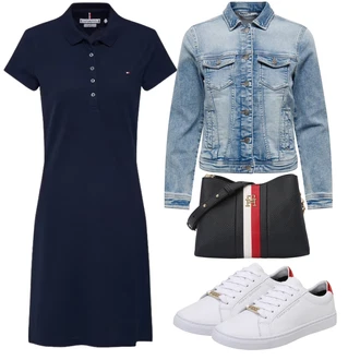 Polo-límec Outfit s Tmavě modrá Polo Šat Tommy Hilfiger "Vzhledy pro volný čas"