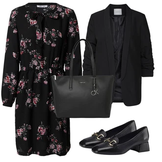 Outfit s Červená/Růžová/Oranžová Košilové šaty/Šaty na Podzim/Halenkové Šaty/Pouzdrové Šaty S Dlouhým Rukávem/Zimní šaty s dlouhým rukávem/Šaty S Potiskem/Zavinovací Šaty About You "Vzhledy pro volný čas"