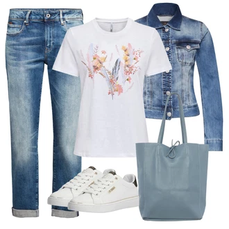 Skromné Outfit s Světle modrá/Modrá Rovná Džína/Džín s Nízkým Pasem/Navlékací džíny/Džíny s Nízkým Sedem/Džíny s Dírou/Džíny s Rozparkem/Formální Košile/Girlfriend Džíny/Dámské Džíny s Délkou 7/8/Vintage džíny/Boyfriend Džínové kalhoty/Zkrácené Džíny G-Star Raw "Vzhledy pro volný čas"Look: Styl, 70tá léta, Ležérní, Klasické, Cool, Krásný, Premium, Skromné, Unisex