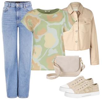 Vysoký Pas Outfit s Světle modrá/Modrá Džíny s Rozparkem/Džíny Volného Střihu/Vintage džíny/Mom Jean/Zvonové Džíny/Džín s Širokou Nohavicí/Dad Džíny/High Waist Džínové Kalhoty/Formální Košile/Pánské tričko Pieces "Vzhledy pro volný čas"