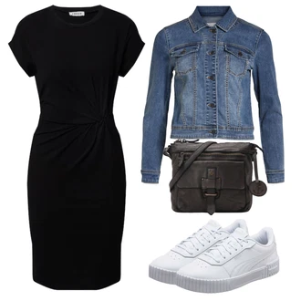 Elegantní Svatební host Outfit s Černá Šaty s Páskem/Občanské šaty/Šaty po kolenu/Kancelářské šaty/Business Šaty/Pouzdrová Šat/Úzké Šaty/Tričkové šaty/Žerzejové Šaty/Pouzdrové Šaty/Šaty S Rovným Střihem Edited "Vzhledy pro volný čas"Look: Emo, Rad, 30 léta, Burleska, Business, Elegantní, Kancelář, Příliš oblečený