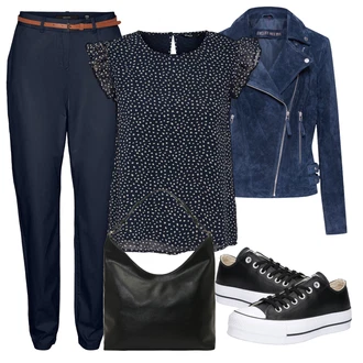 Babydoll Outfit s Tmavě modrá/Modrá Halenka a Tunika Tunika/Halenka Móda Pro Plnoštíhlou/Tričko & Top Móda Pro Plnoštíhlé Only "Vzhledy pro volný čas"Look: Styl, 20 léta, Babydoll, Cool, Premium