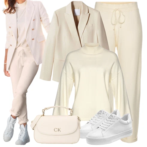 Kombinace Krémová/Béžová/Bílá/Khaki Dlouhá Kalhoty/3/4 Kalhoty/Sportovní kalhoty střední délky/Fleecová Kalhoty/Navlékací Kalhoty/Bavlněná Kalhoty/Lněné Kalhoty/Domácí Kalhoty/Mušelínové kalhoty/Relaxační kalhoty/Pyžamová Kalhoty/Teplák Kožená Pánská Bund/Žerzejová Kalhoty Lascana