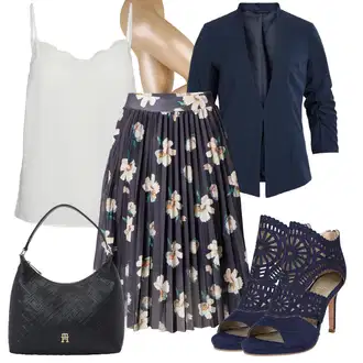 Outfit sa Plava/Tamnoplava Ljetna Cipela/Cipela Bez Vezica/Čizmica ljetna gležnjača/Elegantna Cipela/Sandala na Petu/Sandala s petom Bullboxer "Cool proljetni look"