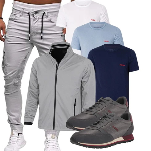 Grau/Khaki/HellGrau Stoffhose/Freizeithose/Sporthose/Löcherne Hose/Skinny Hose/Bügelfaltenhose/Cargo-Jogginghose/Cargohose Cassiecy kombinieren