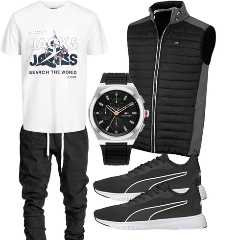 Schwarz/DunkelGrau/Grau ReiseWeste/IndoorWeste/LanglaufWeste/SteppWeste/OutdoorWeste/ReitWeste/KunstfaserWeste/FunktionsWeste/WendeWeste/IsolationsWeste Calvin Klein kombinieren
