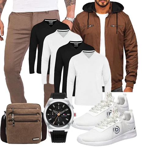 Lang Braun/Khaki/Dunkelbraun SommerJacke/Leichte Jacke/SchlupfJacke/WachsJacke/RipstopJacke/BomberJacke/NylonJacke/Windbreaker Jacke/KapuzenJacke BOLF kombinieren