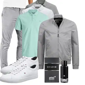 Motorrad Outfit mit Grau/Hellgrau/Dunkelgrau Innenfutter Jacke/Laufjacke/Coachjacke/Leichte Jacke/Frühlingsjacke/Funktionsjacke/Nylonjacke/Sommerjacke/Kunstfaserjacke/Bomberjacke/Jacke mit Seitlichem Reißverschluss Indicode "Cooles Outfit"Look: Fitness, Arbeits, Reiten, Motorrad