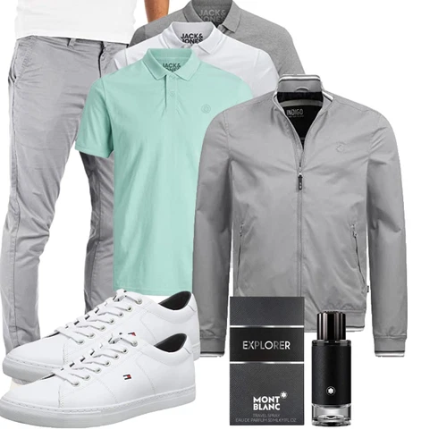 Grau/Hellgrau/Dunkelgrau Innenfutter Jacke/Laufjacke/Coachjacke/Leichte Jacke/Frühlingsjacke/Funktionsjacke/Nylonjacke/Sommerjacke/Kunstfaserjacke/Bomberjacke/Jacke mit Seitlichem Reißverschluss Indicode kombinieren mit Grau Trachtenmode Tommy Hilfiger
