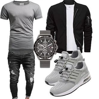 Outfit mit Blau/Schwarz Wintermantel/Winter Parka CASIVENT "Cooles Outfit"