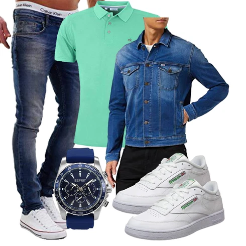 spitze Blau/Hellblau/Dunkelblau Kurze JeansJacke Tommy Jeans kombinieren