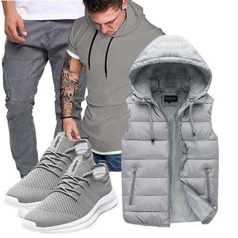 Boyfriend, Schick Grau/Hellgrau/Dunkelgrau StillPullover/2-in-1 Pullover/KapuzenPullover/Pullover Mit V-ausschnitt/Pullover mit Stehkragen/Half-zip Hoodie/Wickel Pullover/Unisex Hoodie/Sport Sweatshirt/Ausgefallener Hoodie VEKTOL kombinierenLook: Outdoor, Rad, Classic, Rap, Sportlich, Goa, Boyfriend, Stil, Hip Hop, Coole, Unisex, Moderne, Schön