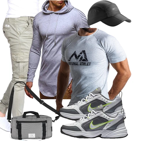 Schick Grau/Hellgrau Sport Sweatshirt/Ausgefallener Hoodie/Strick Hoodie/Sport Hoodie/Pullover mit Stehkragen Leif Nelson kombinierenLook: Schön, Schick, Empire, Leger, Moderne, Goa, Coole, Outdoor