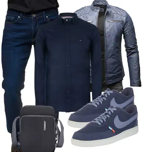Hellblau/Dunkelblau Businesshemd/Hemdbluse/Jeanshemd/Casual Hemd/Business Hemd Tommy Hilfiger kombinieren
