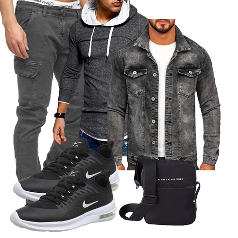 Dunkelgrau/Dunkelblau/Grau Hoodie/Strick Hoodie/Sport Sweatshirt/Sport Hoodie/Ausgefallener Hoodie Rello & Reese kombinieren mit Blau Trachtenmode Nike