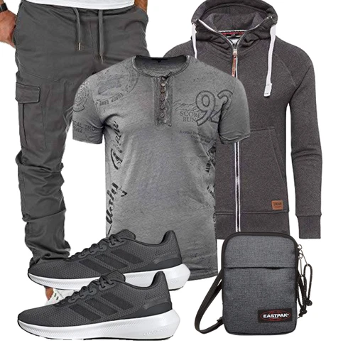 Grau/Dunkelgrau/Hellgrau Kapuzenpullover/Hoodie/Ausgefallener Hoodie/Strick Hoodie/Sweatjacke Yazubi kombinieren