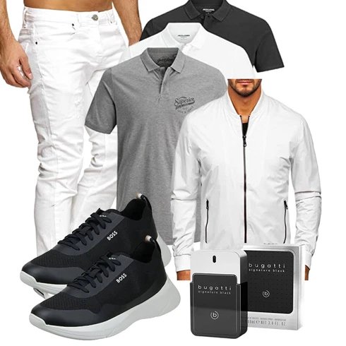 Grau/Weiß/Creme Reflektierende Jacke/Windbreaker Jacke/Nylonjacke/Laufjacke/Segeljacke/Frühlingsjacke/Sportjacke/Leichte Jacke/Jacke mit Seitlichem Reißverschluss/Sommerjacke BOLF kombinieren
