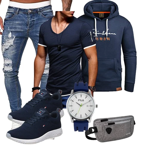 Cropped Dunkelblau Partner Hoodie/Unisex Hoodie/Sport Sweatshirt/Vintage Hoodie/Hoodie/Ausgefallener Hoodie/Sport Hoodie Grin&Bear kombinieren
